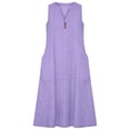 thumbnail image 4 of Women's Summer Sleeveless V Neck Midi Dress Eyelet Lace Trim Button Front Casual Dress with Pockets Purple XXL(XXL), 4 of 8