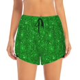 thumbnail image 2 of Balery Green Glitter Pantalones cortos deportivos para mujer con forro y dos bolsillos, elásticos, para entrenamiento, gimnasio, yoga-XX-Large, 2 of 7