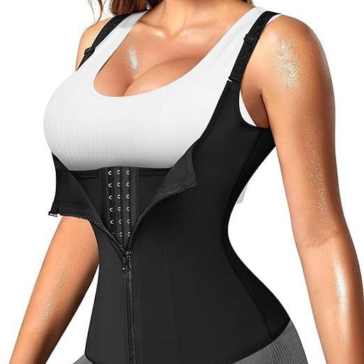 TELOLY Waist Trainer for Women Faja Corset Tops Tummy Control Shapewear Sport Girdle Workout Black Vest
