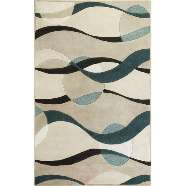 HomeRoots 353110 5 x 8 ft. Wool Ivory & Blue Area Rug