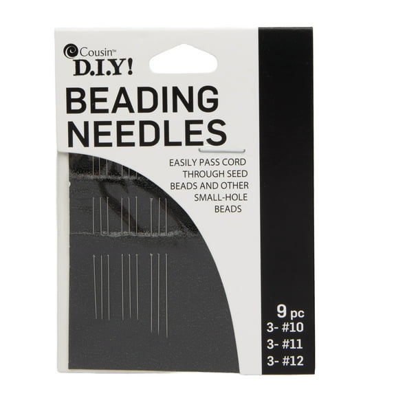 Cousin DIY 9 Piece Assorted Beading Needle Set, Size #10-12, Silver Metal, Adults