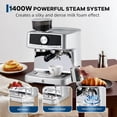 thumbnail image 5 of EastVita 20 Bar Pressure Stainless Steel Espresso Machine with Grinder 1.5L Removable Water Tank Milk Frother Steam Wand Sliver, 5 of 7
