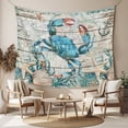 thumbnail image 2 of Teal Crab Coastal Tapestry for Bedroom Wall Hanging Tapestry, Summer Beach Nautical Starfish Retro Ceiling Backdrop Tapestries Poster Blanket Wall Decor for Teens Room Living Room Dorm 39" x 59", 2 of 8