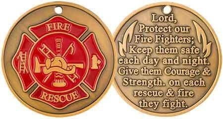 Firefighter Challenge Coin Maltese Cross Fireman's Prayer Gift 