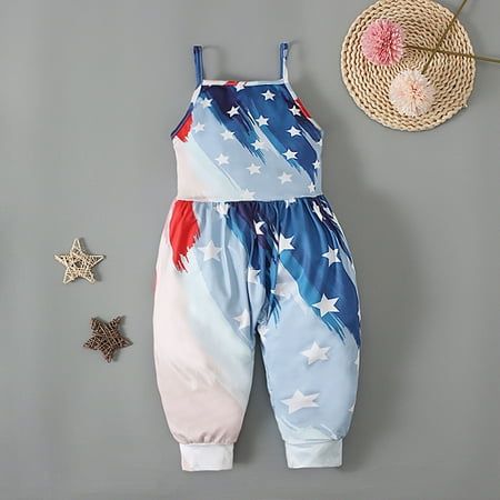 

Ovbmpzd Toddler Pjs for Girls Cotton Independence Day Prints Overall Toddler Girl Sets 1.5-2 Years