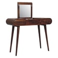 thumbnail image 5 of Pinovk Chestnut Mirror Dressing Table, Nordic Legs, 2-Drawers, Compartments for Storage, Brown, 5 of 11
