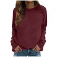 thumbnail image 2 of Kagetolytai Chandails pour Femmes Mode Décontractée Unie Manches Longues Col Rond Pull Haut Blouse Hoodies pour Femmes Vin TG, 2 of 5