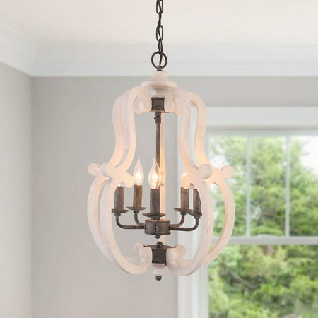 

Oaks Aura 5- Light Candle Style Empire Wood Lighting French Country Style Chandelier