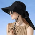 thumbnail image 2 of Women's Sun Hat UPF 50+ Wide Brim Gardening Hat with Bowknot Neck Flap Ponytail, 2 of 9