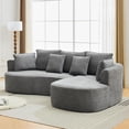 thumbnail image 3 of Luxury Modern Curved Back Sofa, Minimalist Style Chenille Comfy Couch for Living Room Apartment, 4 Seater Modular Sectional with Throw Pillows, 3 of 7