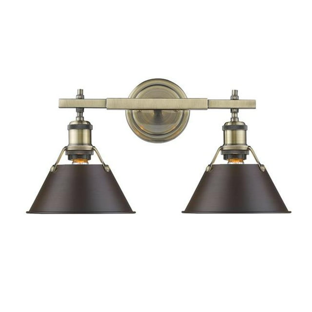Golden Lighting 3306-BA2 AB-RBZ Orwell AB 2 Light Bath Vanity, Gold - Rubbed Bronze Shade