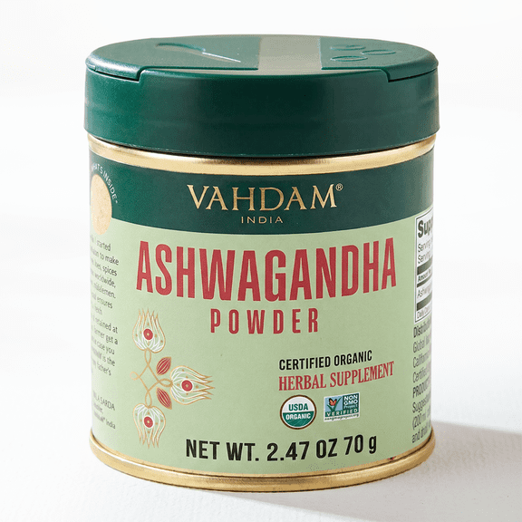 VAHDAM Organic Ashwagandha Root Powder, 2.47 oz (70 g) | USDA Organic Indian Ginseng Herbal Powder, Non-GMO, Gluten-Free