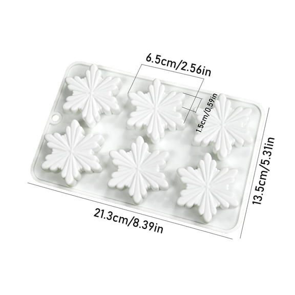 2PCS Christmas Snowflake Silicone Mold for Baking Cake Cookie Tray Reusable Non-Stick Handmade Soap Chocolate Pudding Jelly Muffin Ice Cube Tray for Holiday Party Decor
