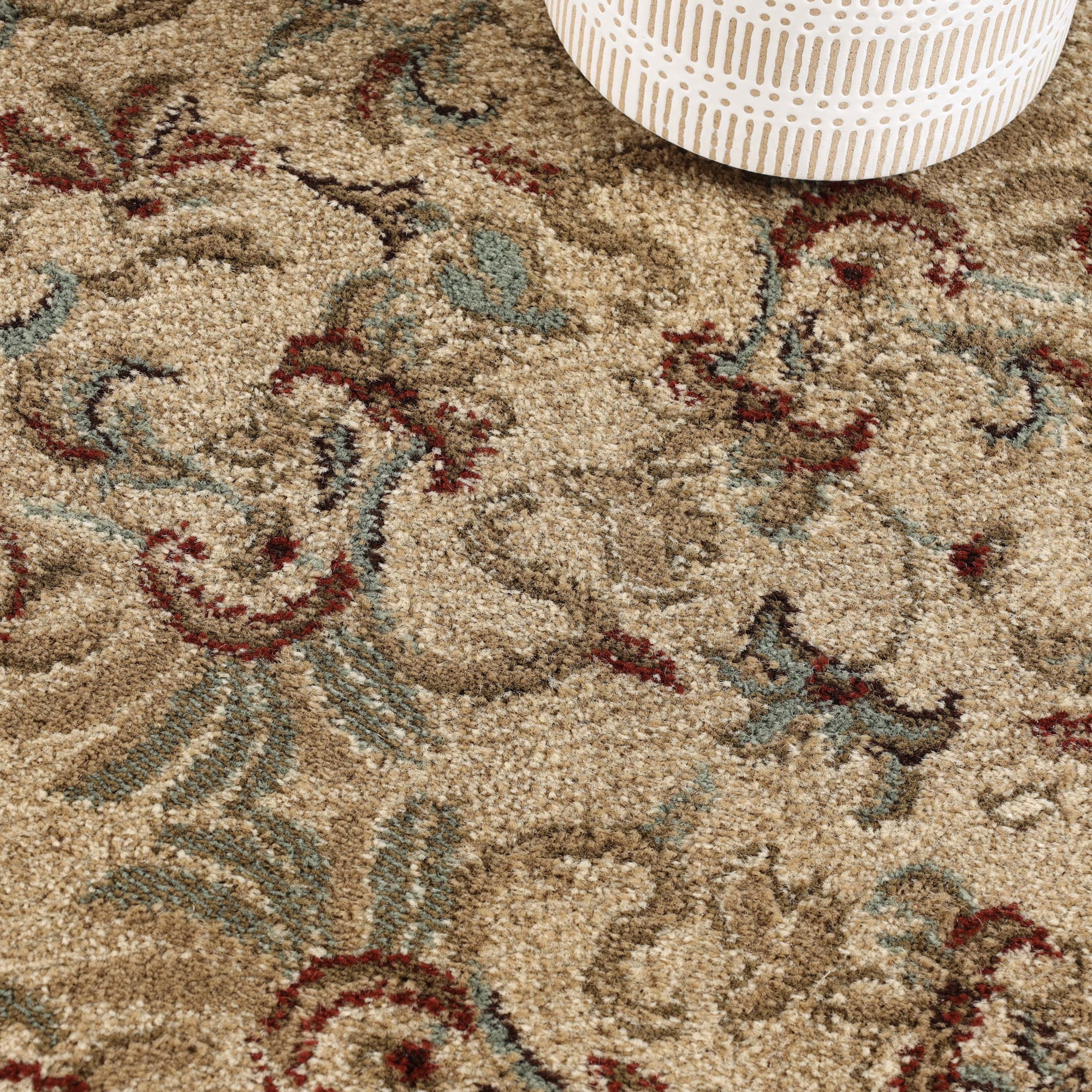 Traditional Geometric Floral Medallion Indoor Area Rug, 8' round, Ivory by BNM