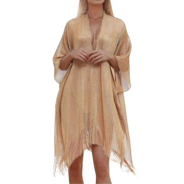 Manguitos de mujer con flecos de filigrana, capa de color liso, bufanda fina transparente, poliéster, talla única, chal envolvente.