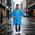 thumbnail image 6 of WWV Waterproof Adult Rain Ponchos Waterproof Thickened Cloak Raincoat Portable Adult Poncho for Outdoor Hiking Cycling Non Disposable Reusable Blue, 6 of 8