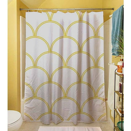 Idg Art Deco Circles Gray And Yellow Shower Curtain 71 X 74