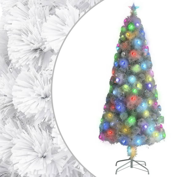 vidaXL Artificial Pre-lit Christmas Tree Xmas Tree Decoration White Fiber Optic