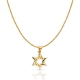 thumbnail image 1 of 14K Yellow Gold Star of David Charm Pendant with 0.9mm Wheat Chain Necklace - 16", 1 of 4