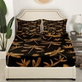 thumbnail image 3 of Retro Dragonfly Kids Bed Sheets Set,Extoic Flying Animals Sheet Sets Dragonflies Printed Pattern King Sheets,Rustic Boho Decor Bed Set,Black Yellow, 3 of 7