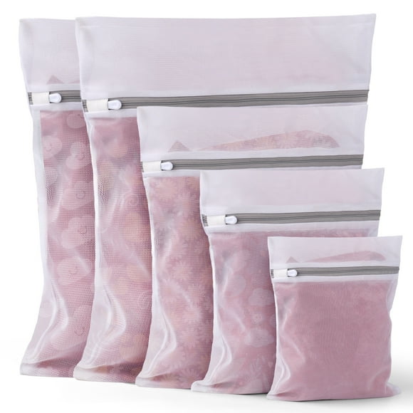 Okaka 5 Pcs Delicates Mesh Laundry Bags Mesh Wash Bags Sturdy for Blouse, Hosiery, Underwear, Bra, Lingerie Baby Clothes - 5 Size
