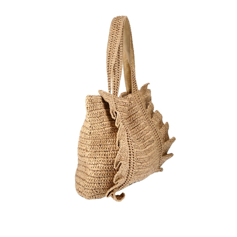 Time and Tru Women's Ruffle Tote Bag, Natural - Walmart.com