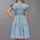 thumbnail image 4 of Odeerbi Niñas Verano Algodón Lino Vestido Ruffle Sleeve Tiered Tank Vestido Color Sólido Cuello Redondo Sin Mangas Vestido de Sol, 4 of 9