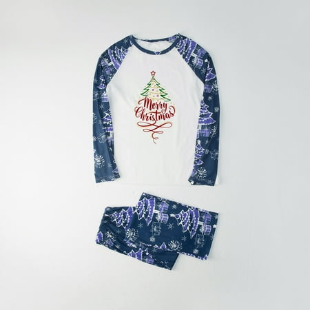 

XIAOFFENN Parent-Child Warm Christmas Suit Homewear Pajamas Long-Sleeved Trousers Two-Piece Set（Dad）