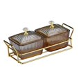 thumbnail image 2 of GUOOL Plateau de Service Divisé Plateau de Collations avec Couvercles Assiettes à Collations Plateau Bols de Service 2 Bols Marron, 2 of 9