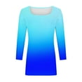 thumbnail image 7 of Women's Tops 3/4 Length Sleeve Square Neck Gradient Color Casual Dressy Tunic Tops Summer Basic Shirts, 7 of 7