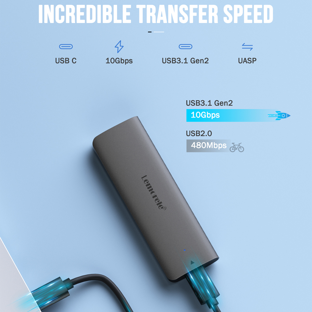 Clearance!!! M.2  NVME SDD Enclosure, USB 3.2 NVMe SSD M2 Housing Adapter Aluminium for 2230/2242/2260/2280 M.2 NVMe/SATA SSD from M-Key/M+B Key with 2 in 1 Cable Tool-Free