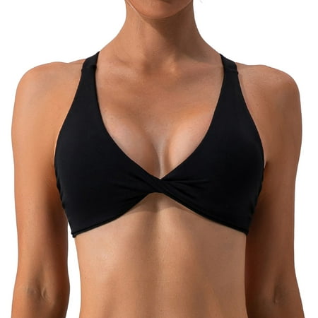 SHENGYUAN Sexy Sports Bras for Women Plus Size Womens Workout Fitness Backless Padded Low Impact Bra Yoga Crop Tank Top Black S