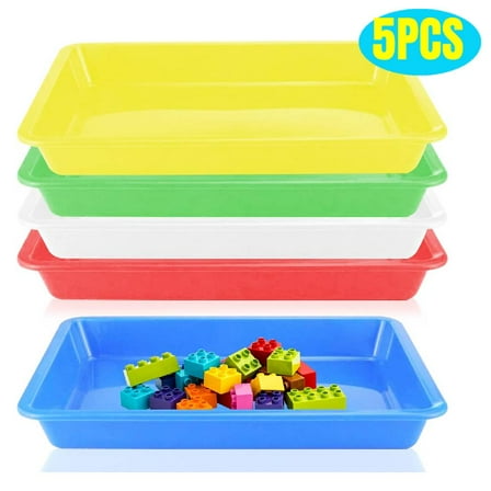 Plastic Art Trays, 5-Piece Stackable Activity Crafts Organizer Serving Jewelry Tray for DIY Projects, Painting, Beads, Organizing Supply, 5 Color