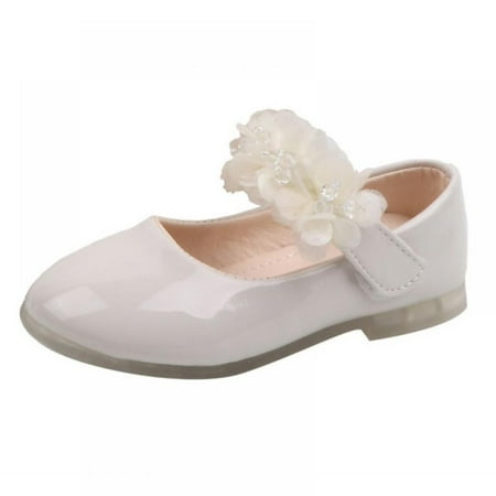 

Kid Girls Flowers Single-Pull Soft Soled Princess PU Walking Shoes