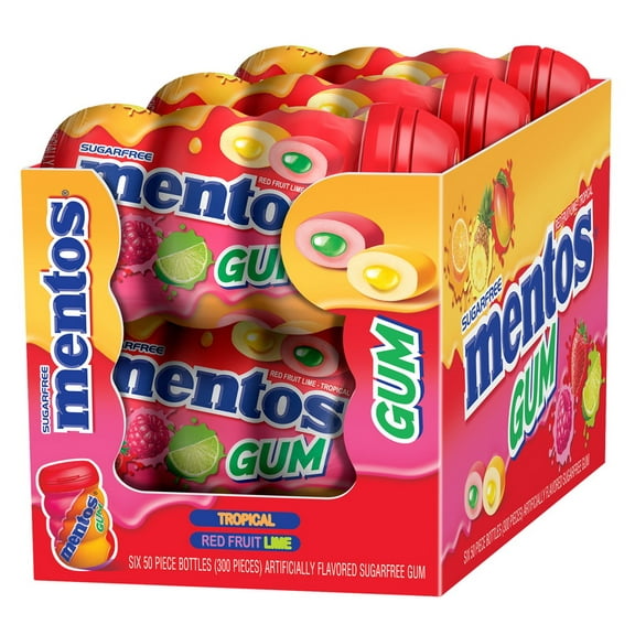 Mentos Sugar Free Tropical Fruit Gum, 50 Piece, 36 Per Case