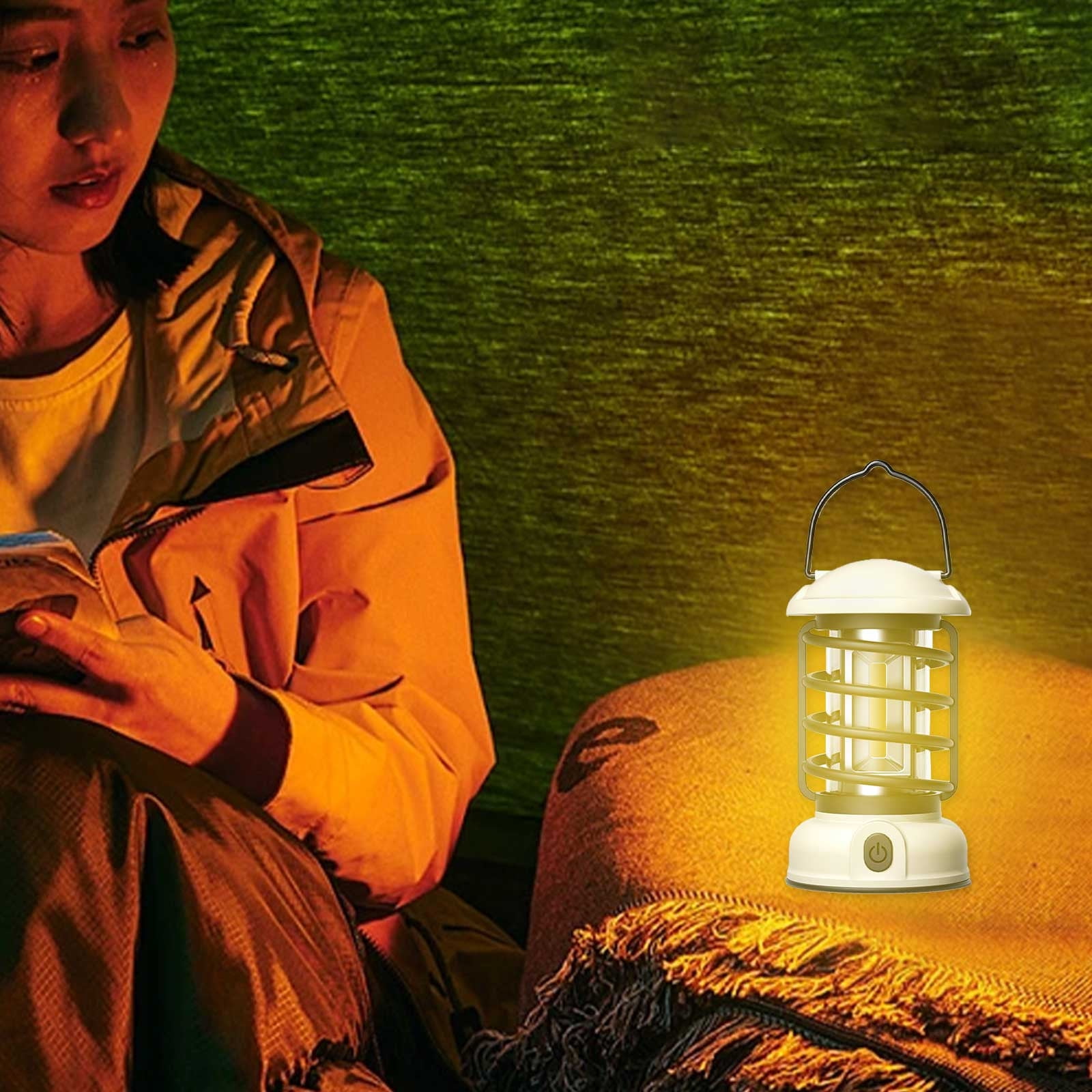 Shldybc New Portable Retro Camping Lamp, USB Rechargeable Camping Lantern, Hanging Dimmable Led Tent Lantern, Water Proof Lightweight Camping Light for Courtyard Outdoor, Summer Savings Clearance
