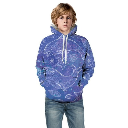 

Toddler Baby Boy Girl Hoodie Loose Fit Sweatshirts For Kids Little Hooded 3D Ocean Sea Animals Printed With Pocket Unisex Infant Pullover Sweaters For Newborn Outwear Blue 7-8 Years