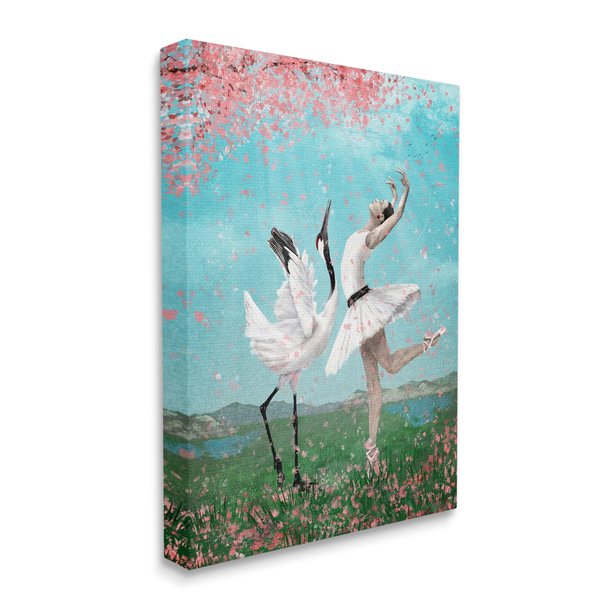 Stupell Industries Surreal Swan Ballet Lake Cherry Blossoms Dance Ballet,24 x 30, Design by Paula Belle Flores