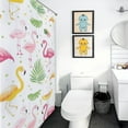 thumbnail image 4 of Flamingo Pattern Waterproof Polyester Quick-Drying Shower Curtain for Bathroom with 12 Hooks, 4 of 6