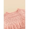 thumbnail image 5 of Bagilaanoe Newborn Baby Girl Knit Rompers Hollow Out Long Sleeve Bodysuit Sweater 3M 6M 9M 12M 18M 24M Infant Ribbed One Piece Jumpsuit, 5 of 9