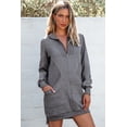 thumbnail image 5 of Women's Dark Grey Zip-Up Sweatshirt Dress with Pockets – Casual Fall Layering [ZhiHiMeRi] | 2XL, 5 of 12