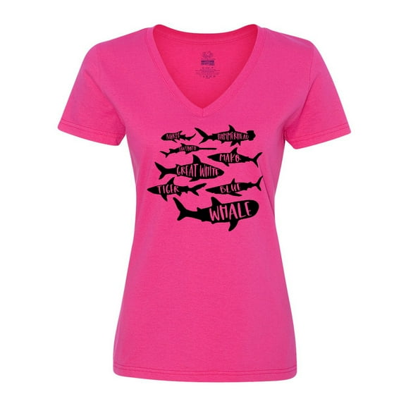 Inktastic Types of Sharks Women's V-Neck T-Shirt