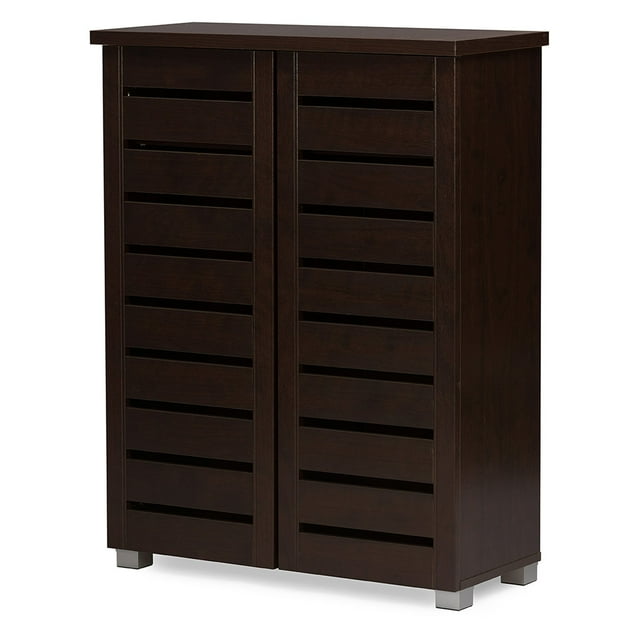 Baxton Studio Adalwin Armoire de Rangement Moderne et Contemporaine à 2 Portes en Bois Brun Foncé pour Entrée
