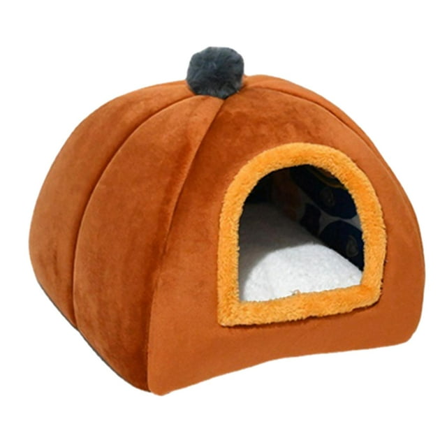 Cama para gatos con calefacción automática, tienda de campaña para gatos, cueva para dormir tranquilamente, perrera, cama semiprivada para mascotas Marrón Pequeño