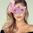 thumbnail image 5 of Unique Bargains 1 Pc Ostrich Feather Half Face Party Mask for Masquerade Party Pink, 5 of 5