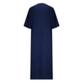 thumbnail image 5 of Usmixi Dresses for Women Beach Casual Loose Comfy Cotton Linen Long Sundress 3/4 Sleeve V-Neck Solid Summer Maxi Formal Dress Navy XXL, 5 of 6