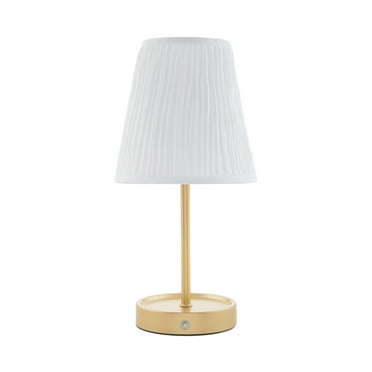 Mainstays by Becky G and Alejandra Rechargeable Metal Lamp with White Pleated Shade, 13"H