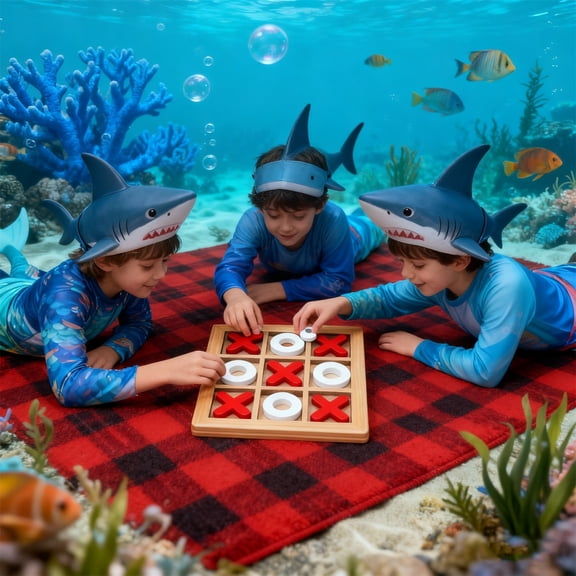 Eespoir Noughts And Crosses Kids Children Board Games, Indoor Playing Tac-toe Game, Family Strategy Game for Travel, Parties, Learning and Fun(Red)