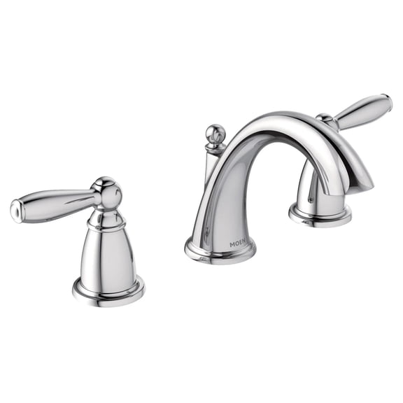 Moen Brantford Chrome Two-Handle High Arc Widespread Bathroom Sink Faucet for 3-Hole Setups with Valve Included