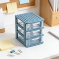 thumbnail image 4 of DefiDgd Tabletop Plastic Drawer Organizer,Transparent 3 Layer Desktop Storage Container Case,Stackable Compact Storage Box for Bathroom Bedroom Shelf Office Home Classroom(Blue-Low Grids), 4 of 6